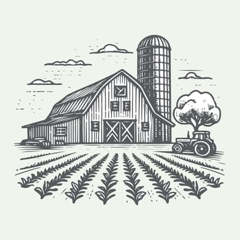 Farm Barn Sketch Logo Design vector