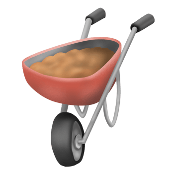 A wheelbarrow commonly used to transport materials such as soil or construction debris png