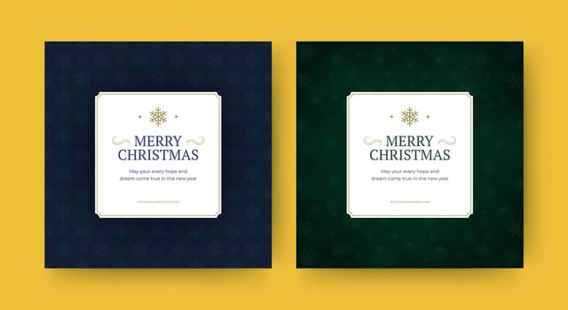 Merry Christmas winter holiday congratulations social media post design template set vector