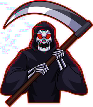 Grim reaper with schyte logo mascot vector