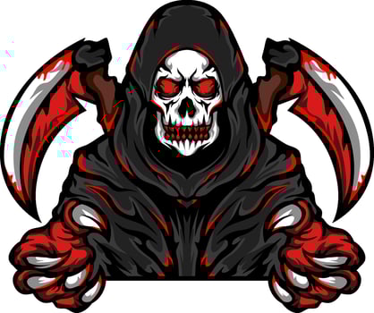 Reaper skull mysterious logo mascot vector