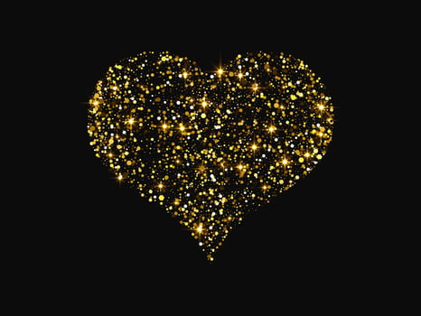 Gold glitter heart on dark background vector
