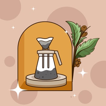 Coffee Manual Brew Illustration banner Incorporate elements of coffee cups and beans vector