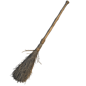 Brown Wooden Broom with Long Handle and Black Bristles AI-GeneratIive png