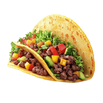 Taco with Beef, Lettuce, Tomatoes AI-GeneratIive png