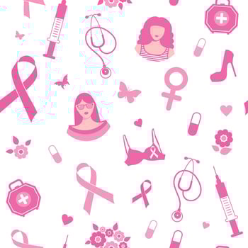 Breast cancer seamless pattern awareness pink ribbon. October is Breast Cancer Awareness Month. Pink on white. vector