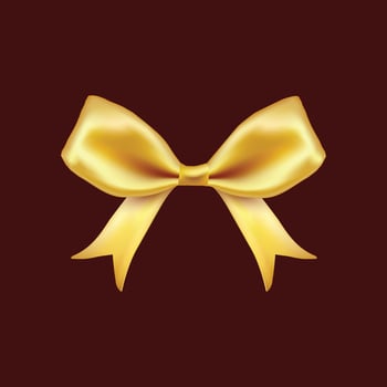 a yellow golden bow with a ribbon. vector