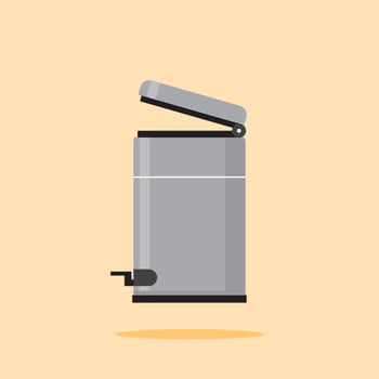 Stainless steel pedal trash can logo, hygiene object illustration. suitable for poster and web icon vector