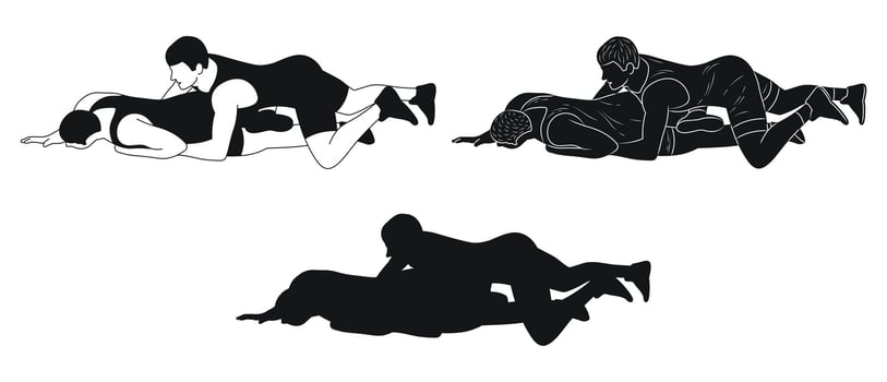 Two men in a fight against each other, attack silhouette vector