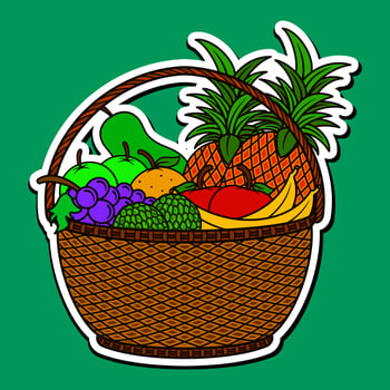 Doodle Sticker Illustration of a Fruits Basket vector