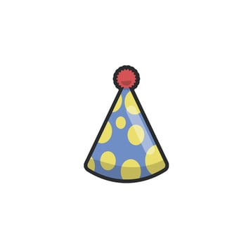 party hat in outline flat design. vector