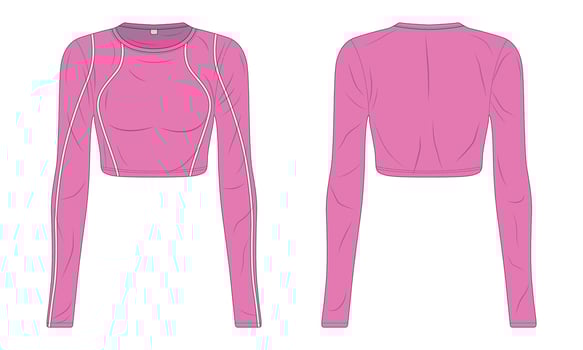 Pink women's sportswear mockup front and back view vector