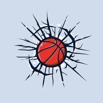 Basketball with glass crack effect vector