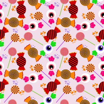 Halloween colorful candies seamless pattern in Halloween party background vector