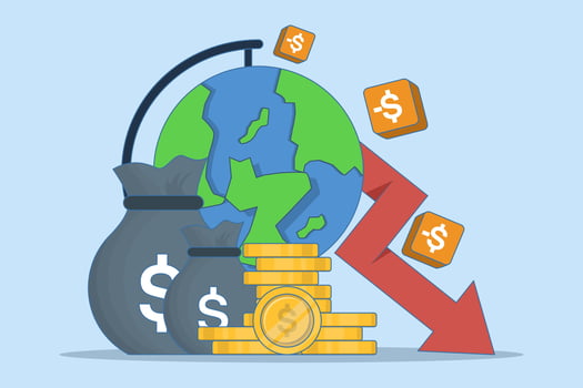 Financial crisis concept, Economic recession, Market crash, Bankruptcy, Corporate failure, Debt, Financial growth and economic downturn, Financial failure and money growth. flat illustration. vector