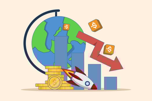 Financial crisis concept, Economic recession, Market crash, Bankruptcy, Corporate failure, Debt, Financial growth and economic downturn, Financial failure and money growth. flat illustration. vector