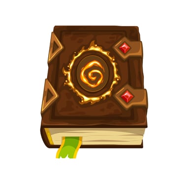 Fantasy magic spellbook, medieval book game icon vector