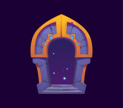 Fantasy magic portal door, otherworldly entrance vector