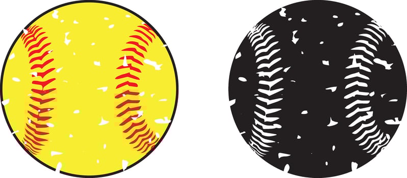 Distressed Baseball, Baseball Cut File, Softball Silhouette vector