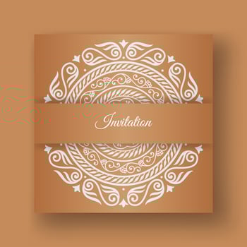 Invitation card with white mandala design vector