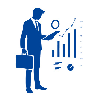 Businessman Analyzing Growth Charts and Graphs png