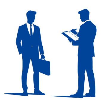 Two Blue Silhouettes of Businessmen with Suitcases png