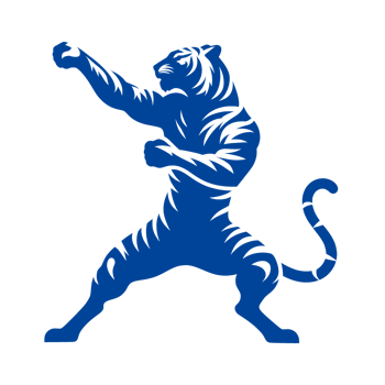 A Blue Silhouetted Tiger in a Fighting Stance png