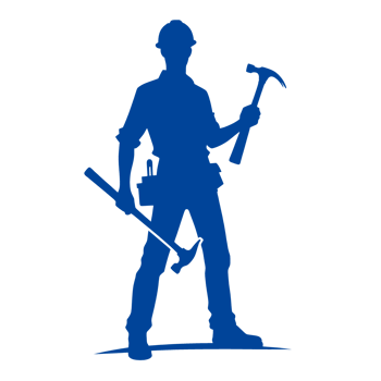 Silhouette of a construction worker holding a hammer png