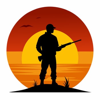 A Hunter with a gun silhouette illustration vector