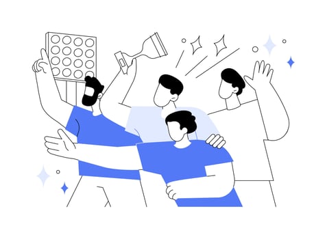 Celebrate victory isolated cartoon illustrations. vector