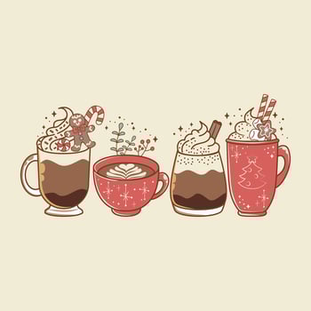 cute illustration of Christmas coffee or hot chocolate vector