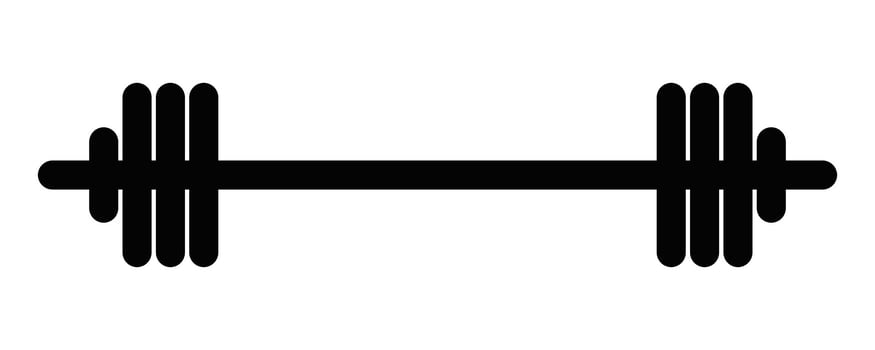 Illustration of a black outline barbell or weightlifting icon, symbolizing fitness and exercise, on a white background. Editable stroke. vector