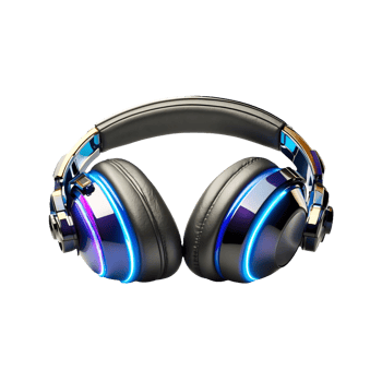 Unique Headphone with Neon Light Transparent Background png