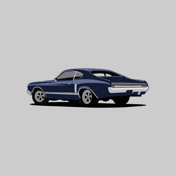 a blue classic car illustration vector