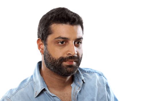 male model with beard posing on neutral background png