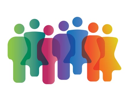 Team concept image template made from man and woman people icons with white team text. illustration vector
