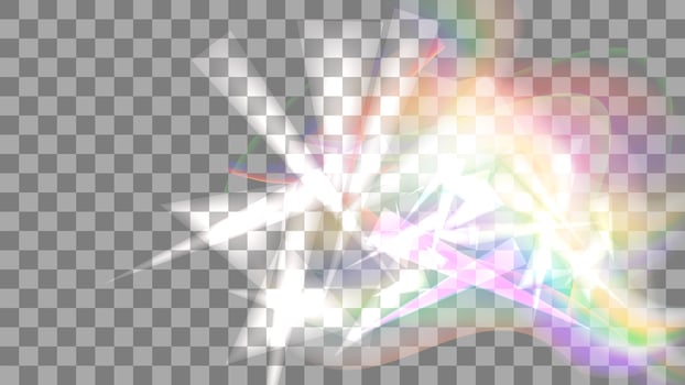 Transparent light color rainbow prism effect flare. Rays of light. Optical rainbow lights background. Sparkling realistic highlights. illustration. vector