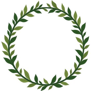 A green wreath with leaves png