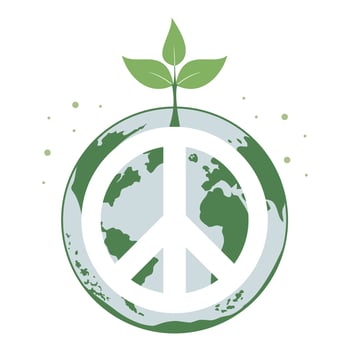 peace symbol illustration with leaves. Eco concept vector