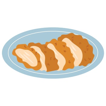 Breaded Chicken Cutlet or Chicken Katsu japanese food vector