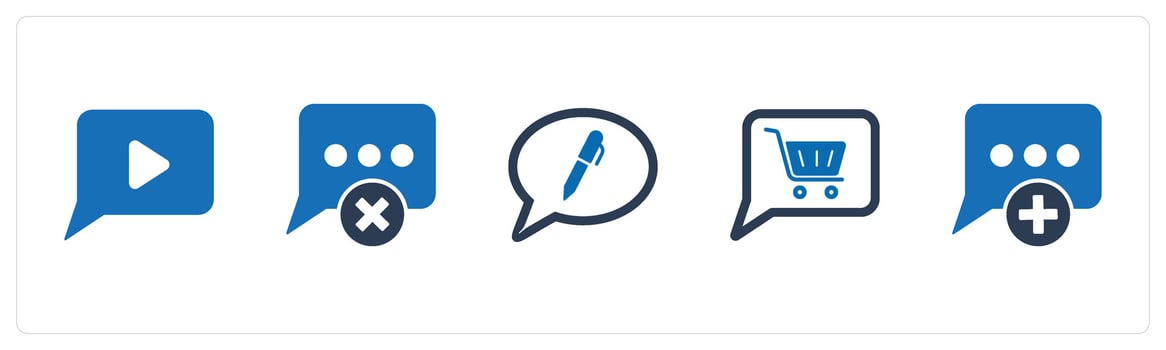 A set of 5 Business icons as message, delete message, edit message vector