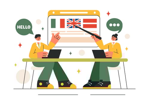 International Language Courses Illustration Featuring Virtual Classes and Study Abroad vector