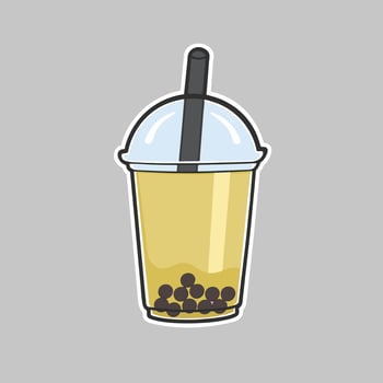 Thai Tea Boba Sticker Cute Illustration vector