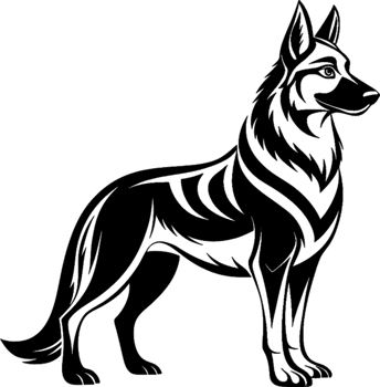 Black German Shepherd Silhouette for Crafts. . png