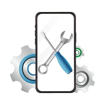 Phone repair. Phone settings. illustration vector