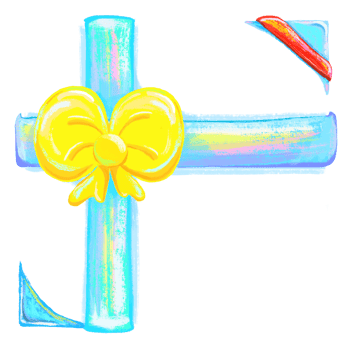 Light blue gift ribbon decoration with yellow bow tie picture square frame png