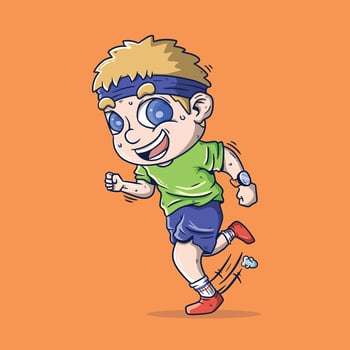 Cute cartoon illustration of man marathon runner. vector