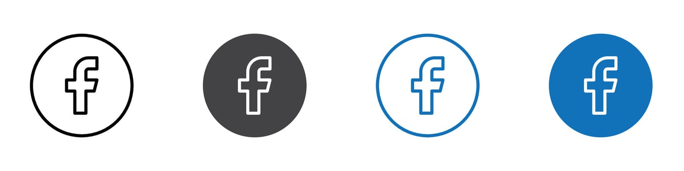 Facebook icon flat editable icon mark set. vector