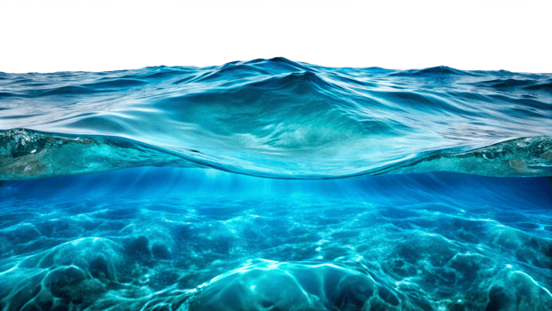 Sea water surface cut out isolated on transparent background png