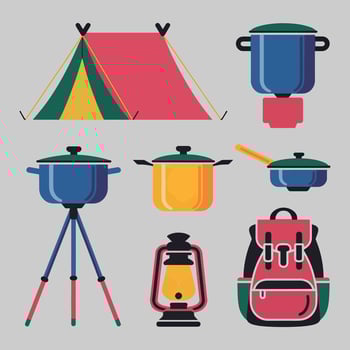 Climbing Illustration equipment set vector